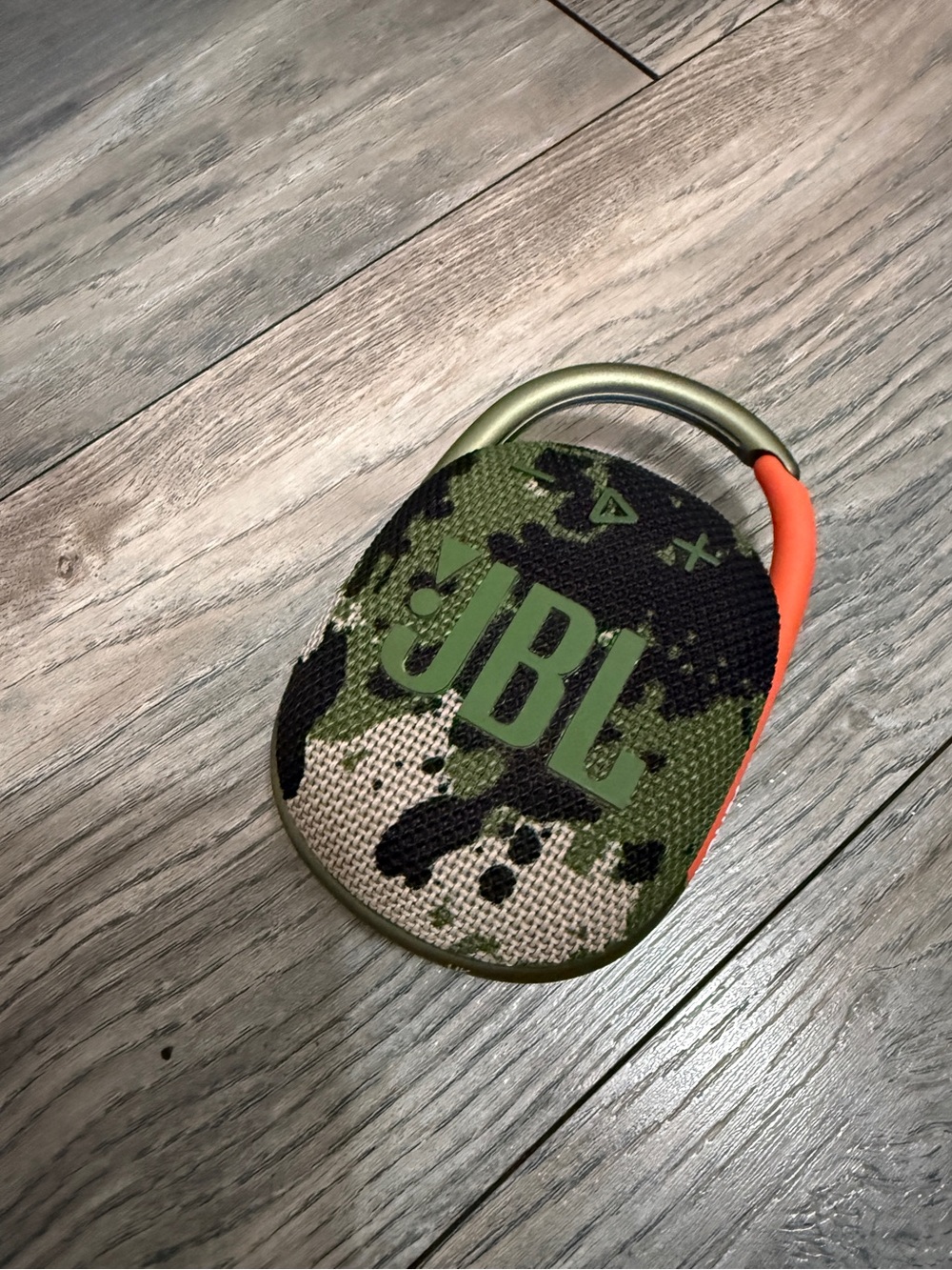 JBL Portable Clip 4 Speaker in Green Camo with Orange Accent